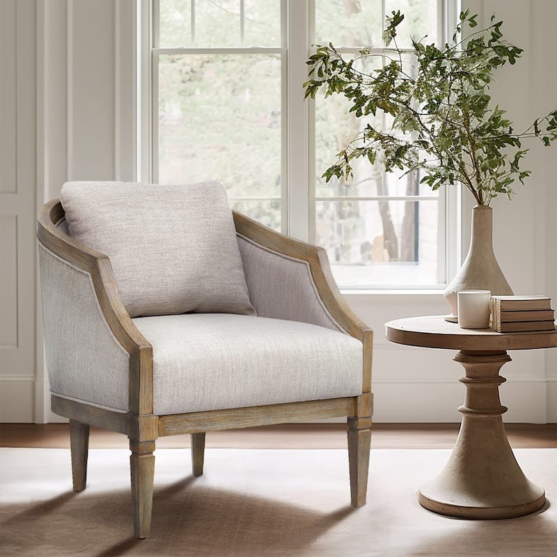 Accent Chair with Wood Frame for Bedroom - Beige