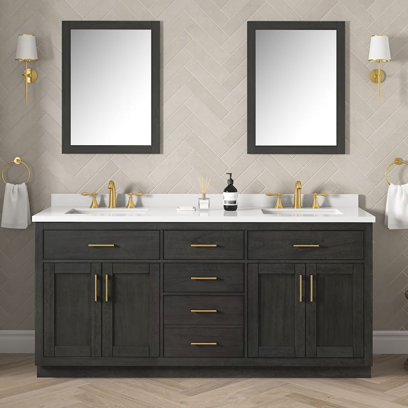 OVE Decors Bailey Bathroom Vanity with Power Bar - 72" - Matte Black