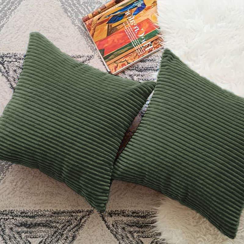 Set of 2 Decorative Corduroy Throw Pillows for Couch & Bed