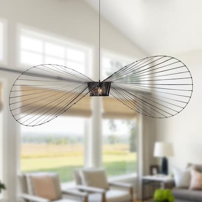 Vertigo 1-Light Black or Dark Brown Designer Modern Chandelier Large Pendant Light - N/A
