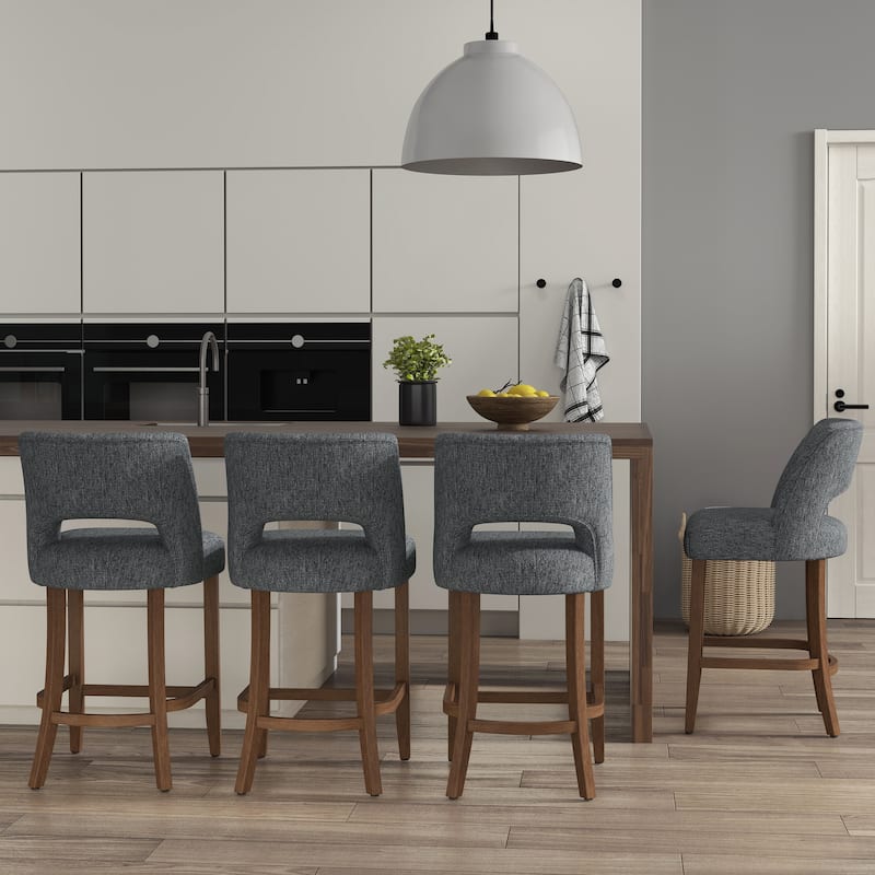 Set of 2/4/6,Upholstered Counter Height Bar Stools,Modern Counter Stools with Wood Legs for Kitchen Island Dining Room Bar