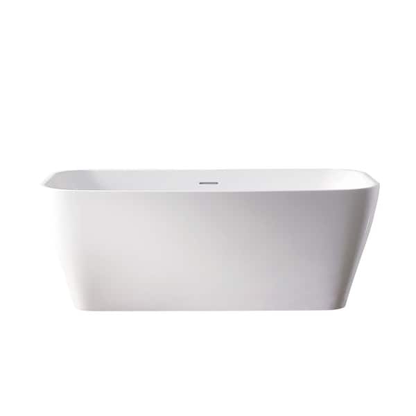 slide 2 of 5, Miseno 252059-BAT Augustine 59" Free Standing Acrylic Soaking Tub with White