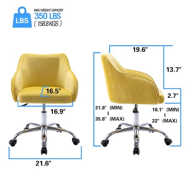 dimension image slide 2 of 4, Corvus Braff Velvet Upholstered Adjustable Ergonomic Office Chair