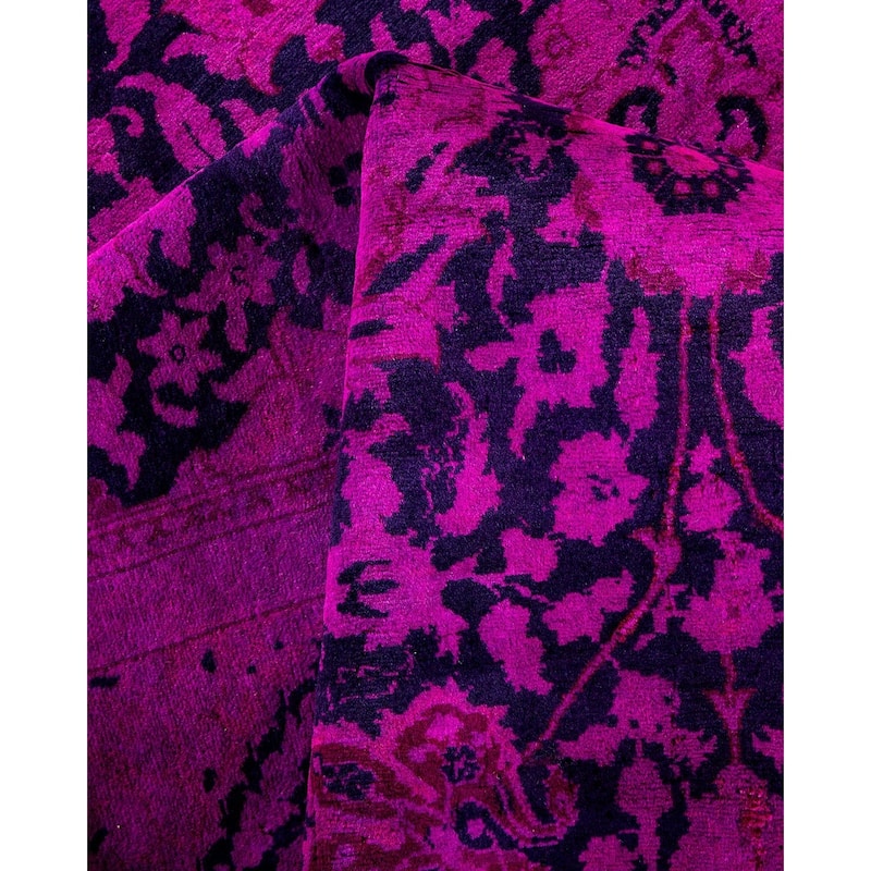 Overton Hand Knotted Wool Vintage Inspired Modern Contemporary Overdyed Purple Area Rug - 6' 2" x 9' 2"