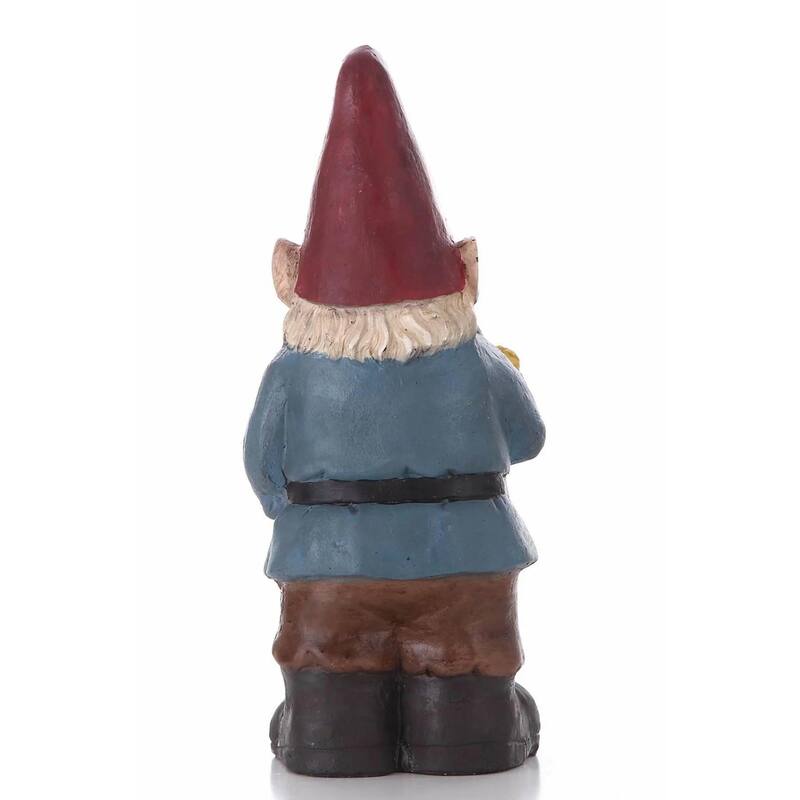 18.25" Red Blue Bobblehead Gnome Holding Lantern Outdoor Garden Statue