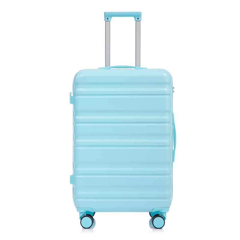 3-Piece, Modern Luggage Sets with Push-Button Telescopic Handle and Combination Lock, for Boarding Travel, Blue