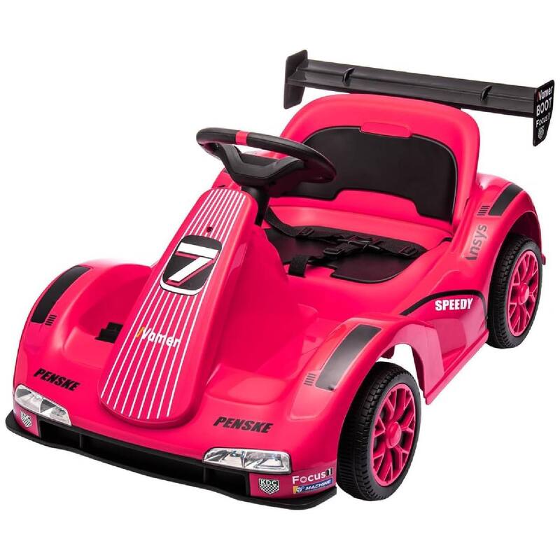 Kids Electric Go Kart, 6V Ride-On Racer Car Toy for Kids Best Gift - Pink