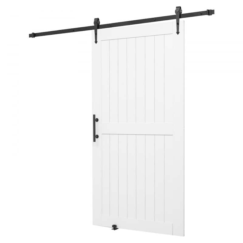 White MDF Pine Sliding Barn Door with Waterproof PVC Coating