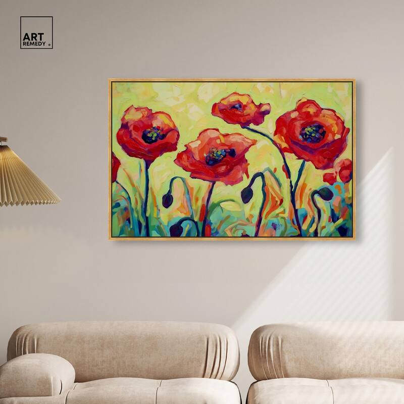 Red Poppy Field II Canvas by Art Remedy