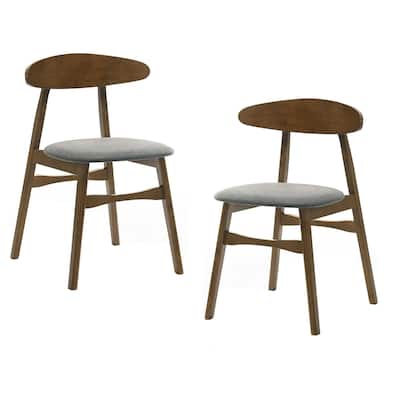 Walnut/Gray Fabric Upholstered Wood Frame Dining Chair, Set of 2, Sturdy Dining Chair for Dining Rooms - 19