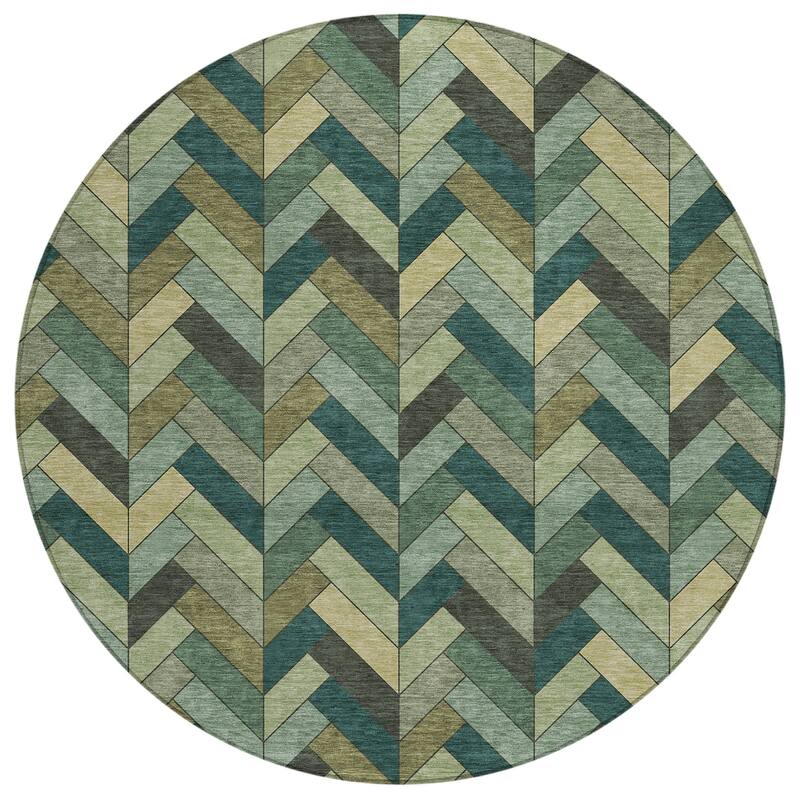 Machine Washable Indoor/ Outdoor Modern Chevron Chantille Rug