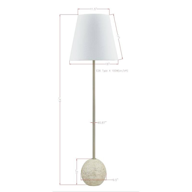 Nola 64"Floor Lamp with Linen Shade, Gold