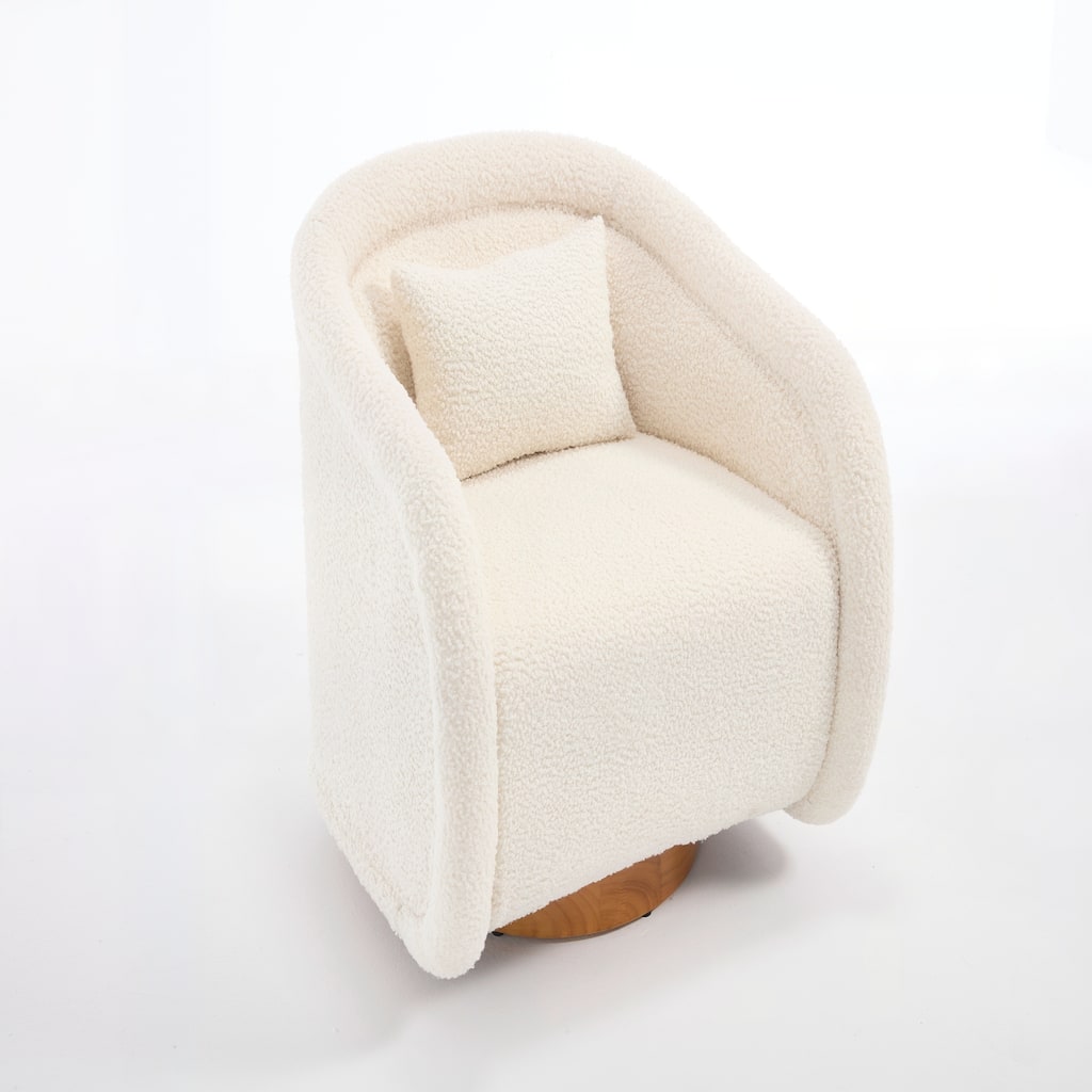 360-degree Swivel Barrel Chair with Teddy Upholstery