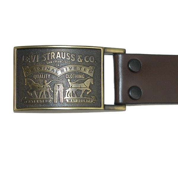 levi's men's leather belt with plaque buckle