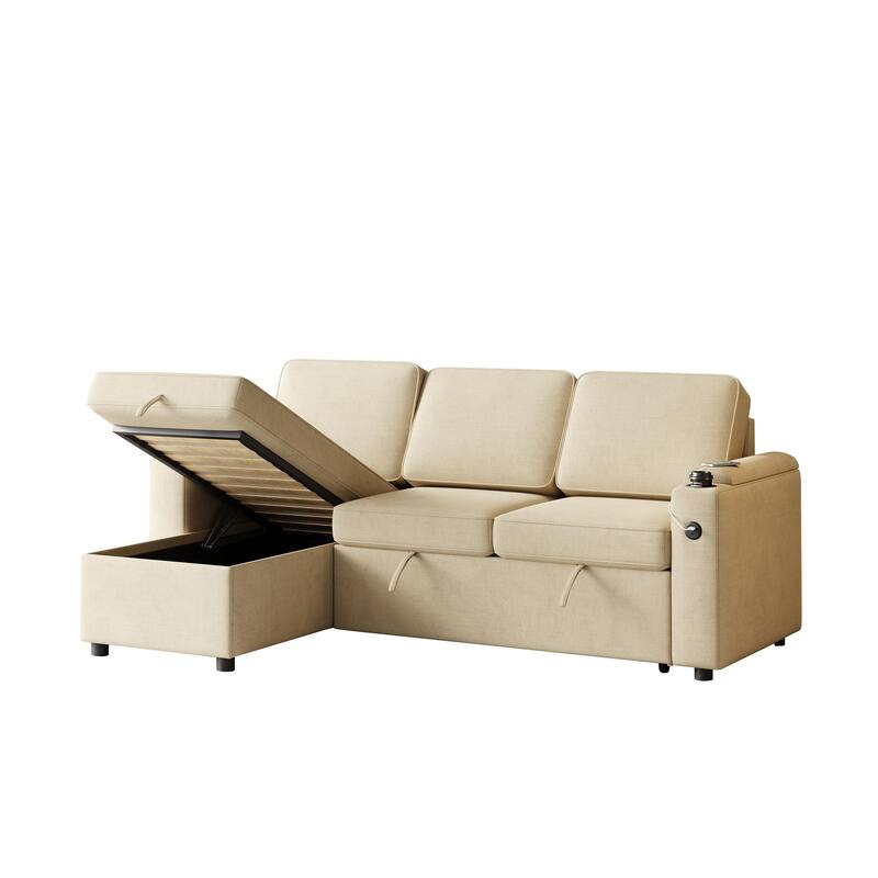 2 in 1 Pull Out Sofa Bed with Storage Sofa