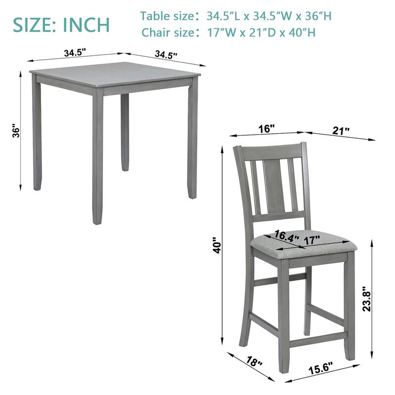 Dining Table Set,Wooden Dining Square Table,Kitchen Table Set,5PCS