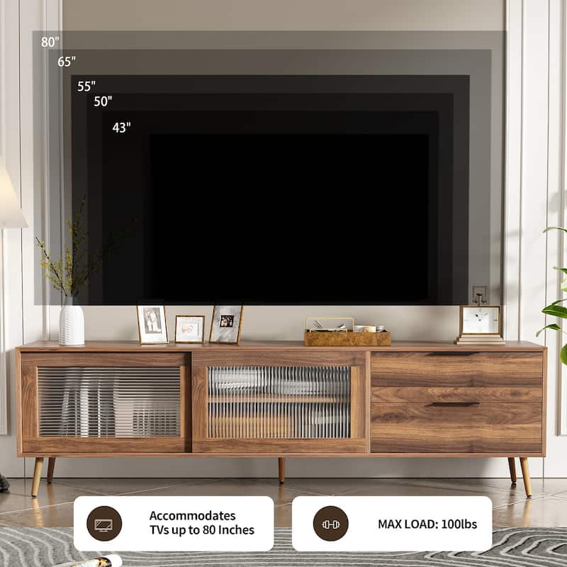 70 in with Glass Doors TV Stand for TVs up to 75 in - n/a