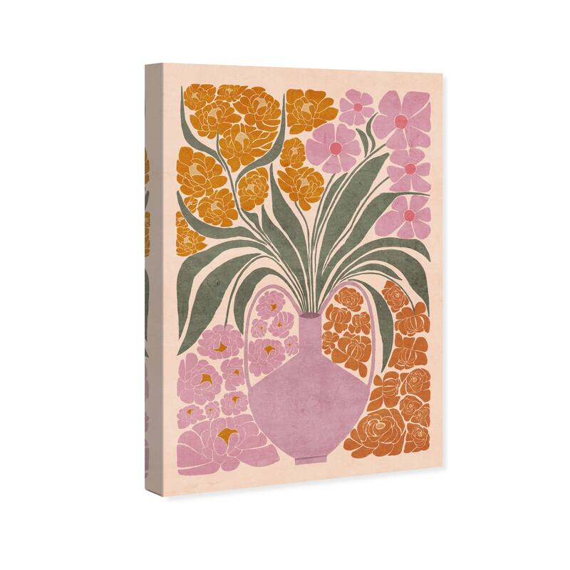 Wynwood Studio Canvas Floral and Botanical Floral Collage Cascade Purple and Pastel Violet Traditional Wall Art Canvas Print