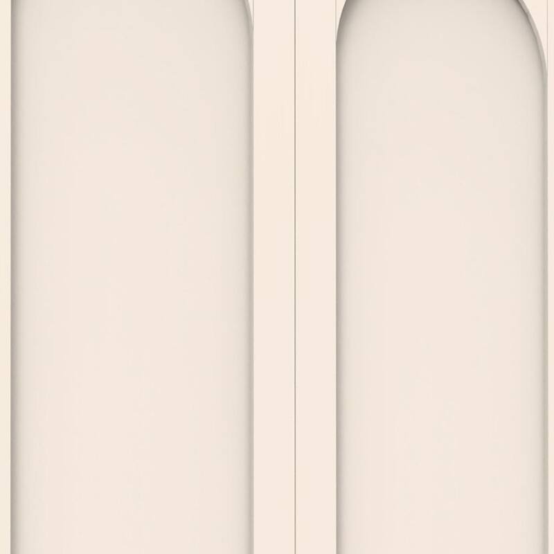 HomeRoots 71" Cream Stainless Steel Locking Pantry Or Storage Closet With Arched Panel Doors