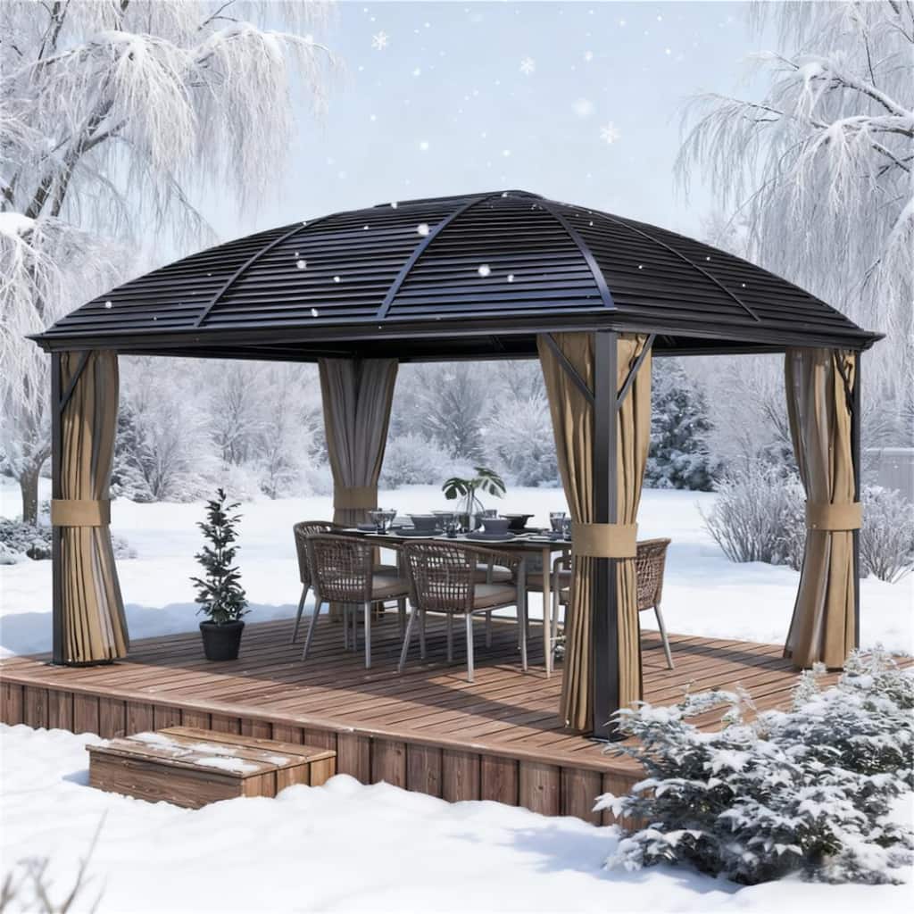 Gazebo with Curtains, Pavilion with Steel Roof Ceiling Hook