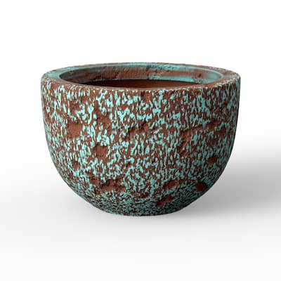 Concrete Planter Bowl Flower Pot with Enhanced Interior, Drainage Hole