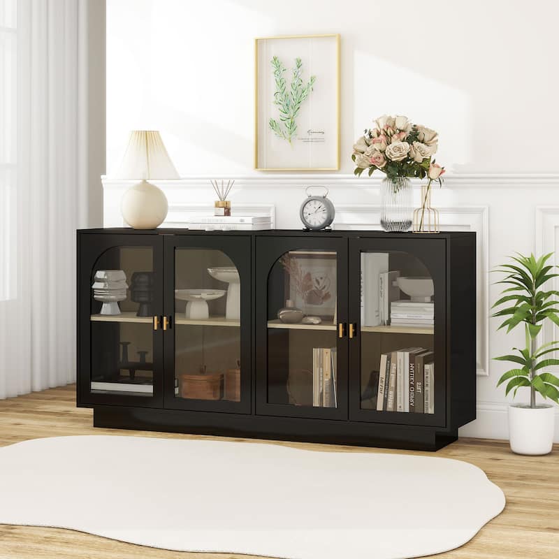 Roomfitters Modern Storage Cabinet with Acrylic Doors, Buffet Sideboard Display Cabinet, Black