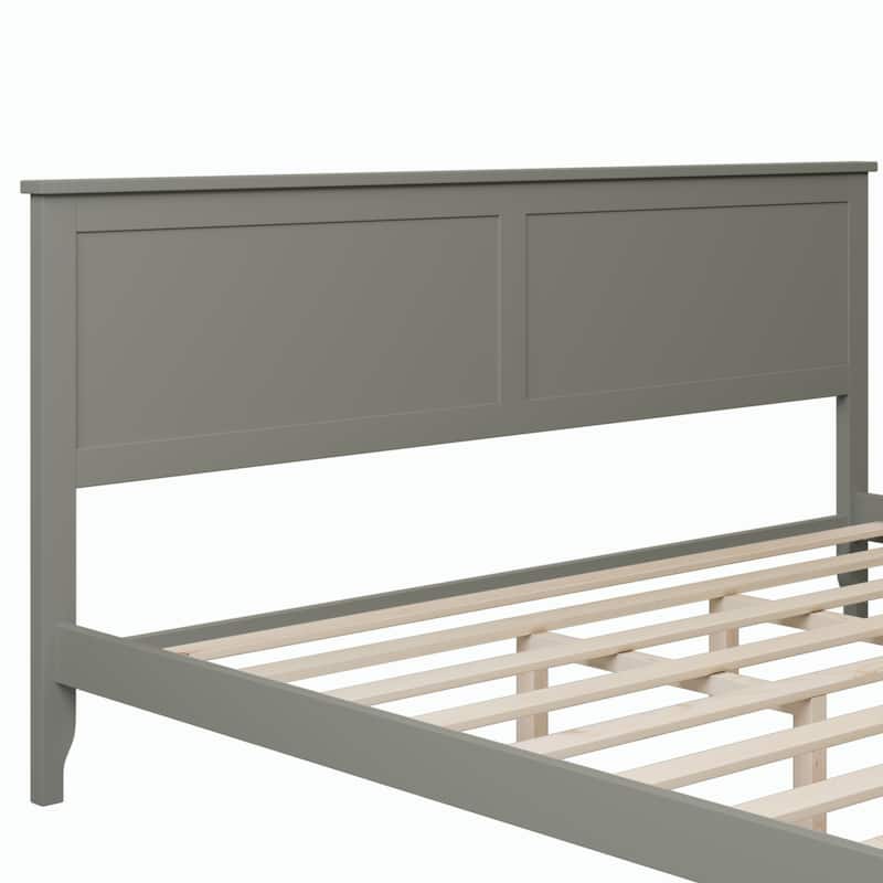 Modern White Solid Wood King Size Platform Bed, Easy Assembly for Bedroom Apartment