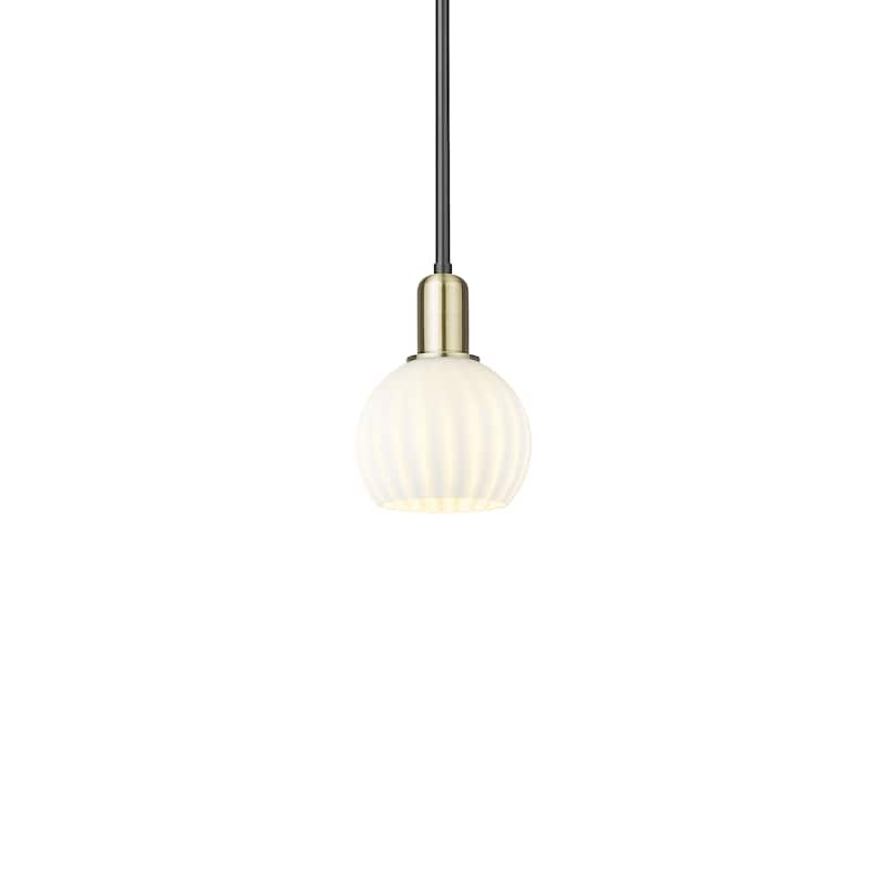 Innovations Lighting 716-1S-9-6 White Venetian Pendant White Venetian - Black Antique Brass / White Venetian