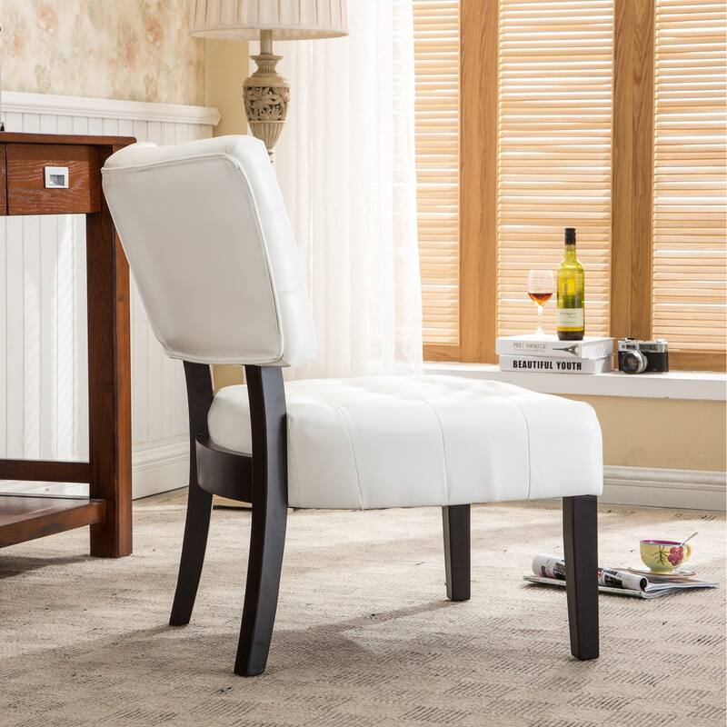 Blended Leather Tufted Accent Chair with Oversized Seating