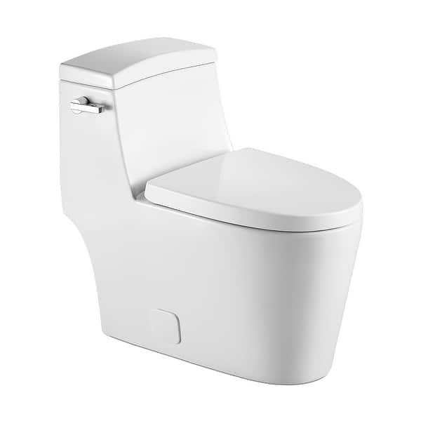 Modern White Round Ceramic Toilet 1.28 GPF Toilet 360 Vortex Flush Technology and Left Joystick White Toilet One Piece Modern White Round Ceramic Toilet 1.28 GPF Toilet 360 Vortex Flush Technology and Left Joystick White Toilet One Piece