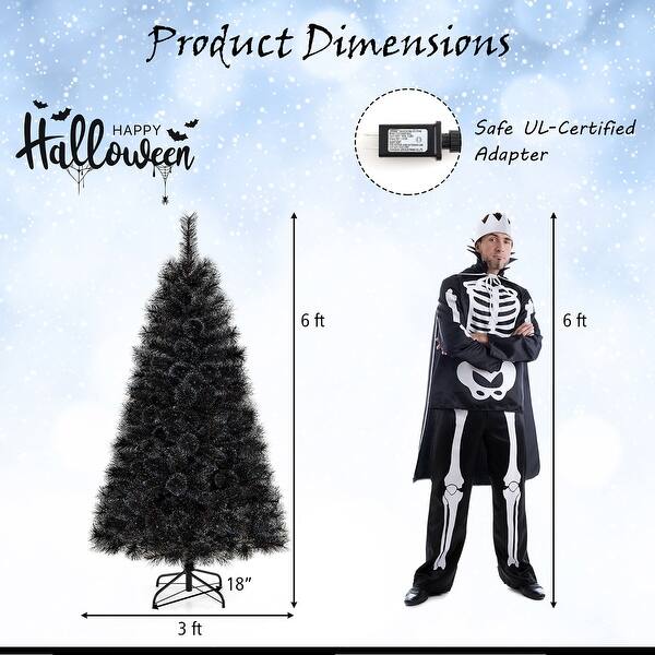 Gymax 6/7 FT Halloween Tree w/ 362/572 Branch Tips Frosted Pine