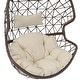 preview thumbnail 4 of 9, Danielle Hanging Basket Egg Chair Swing - Resin Wicker -Beige Cushions