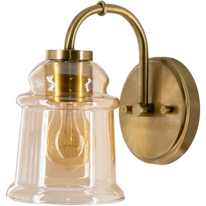 Artistic Weavers Alro Antiqued Brass & Glass 1-light Wall Sconce - 8.625"H x 5.25"W x 8.25"D