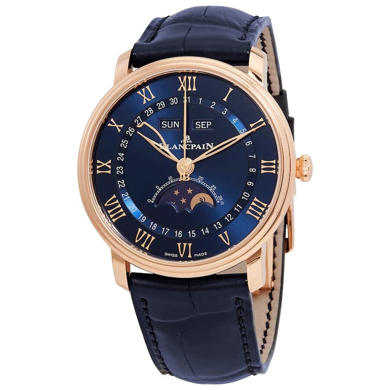 Blancpain Villeret RG Ultra Slim Moonphase Calender Men's Watch - Blue - 40mm