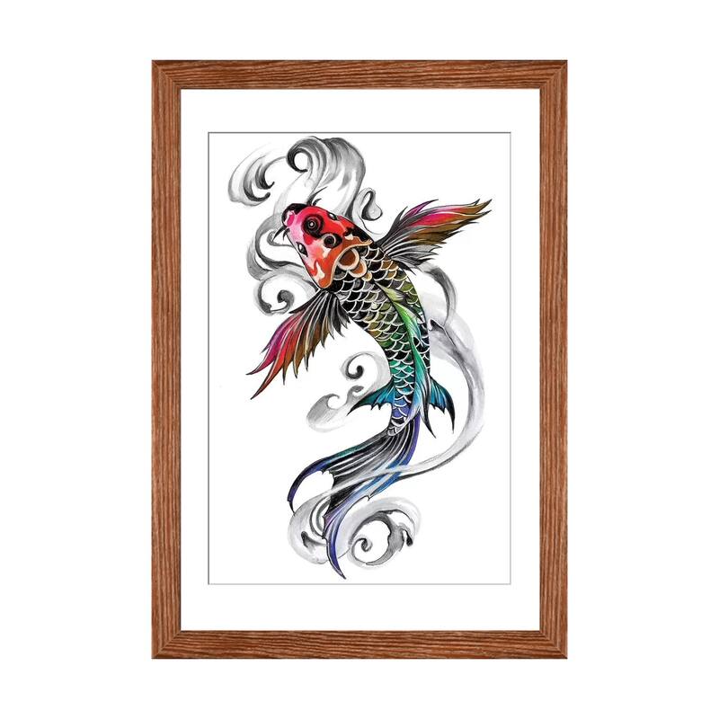 iCanvas "Rainbow Koi" by Katy Lipscomb - Walnut - 24x16x1