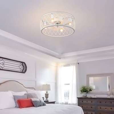 18'' Ceiling Fan with Lights and Remote - White