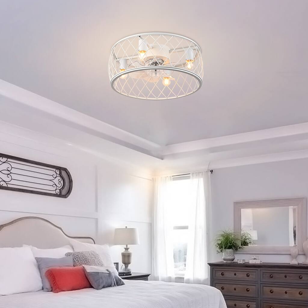 18'' Ceiling Fan with Lights and Remote - White