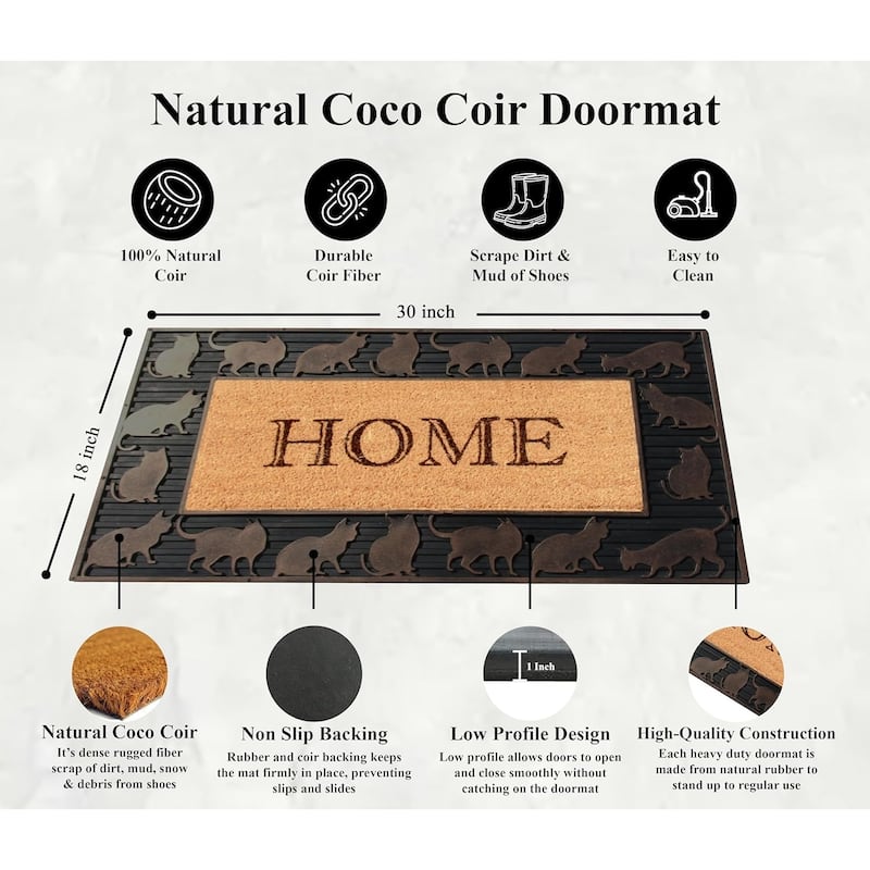 A1HC Rubber and Coir Home Design Copper Finished Decorative Doormat 18"X30"