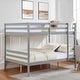 preview thumbnail 23 of 41, Full over Full Wooden Bunk Bed,High Guardrail,Ladder,Kids Teens,Dorm Grey