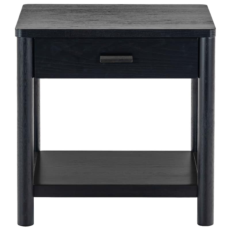SAFAVIEH Couture Jaylessa Wood 1 Drawer End Table - 24"W x 24"D x 24"H - Black