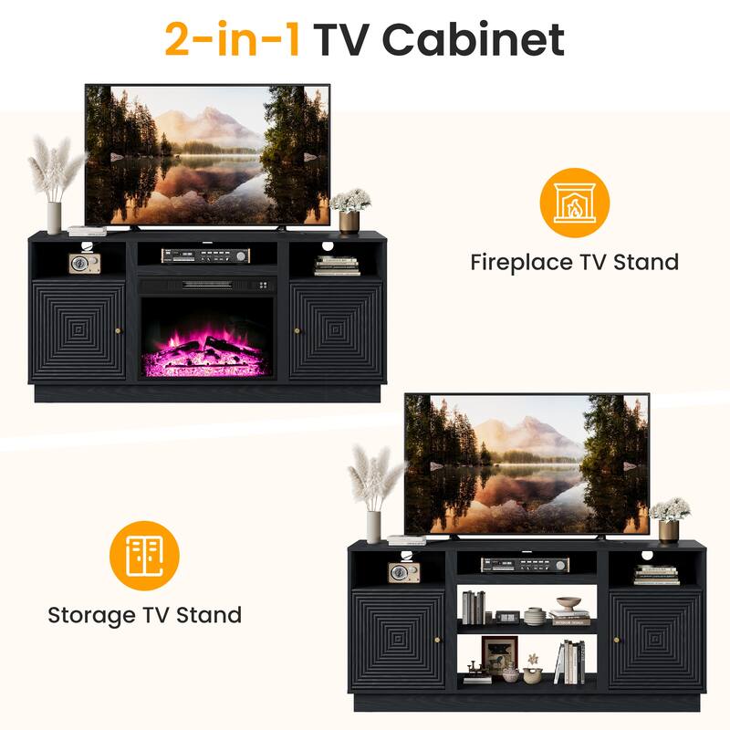 59'' TV Stand for TVs Up to 65'' with Storage and Adjustable Shelves - n/a