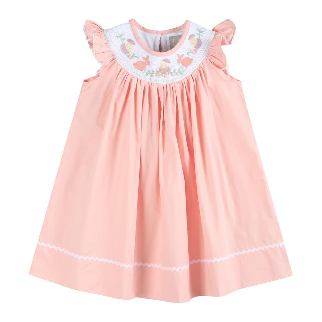 Lil Cactus Light Pink Easter Smocked Bishop Dress
