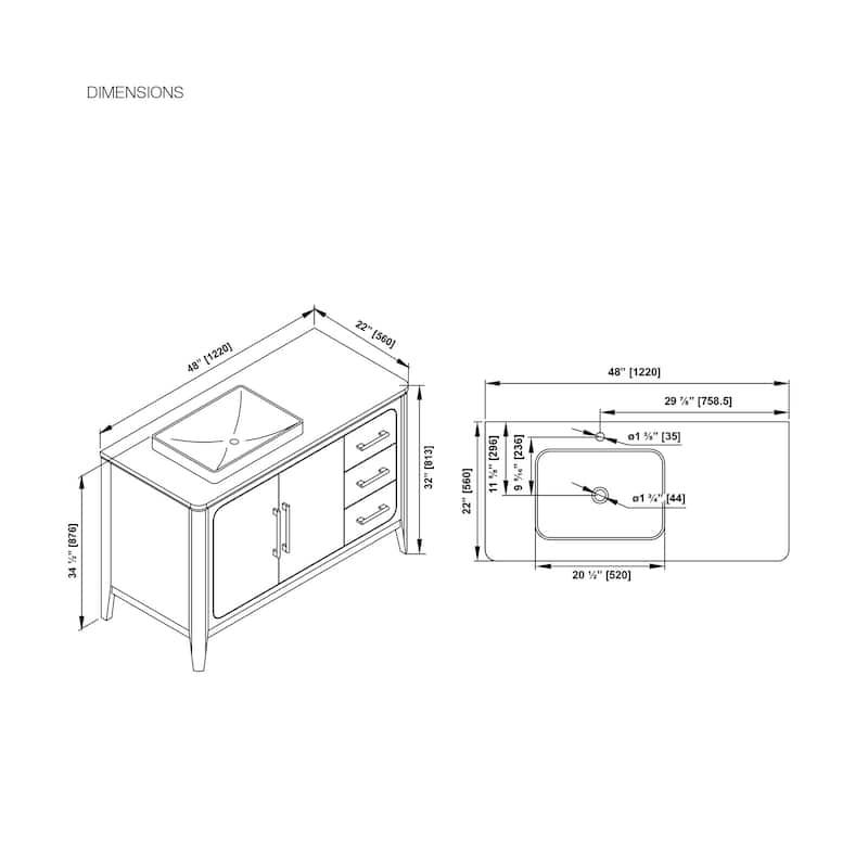 OVE Heidi Cortado Bathroom Vanity with White Quartz Top