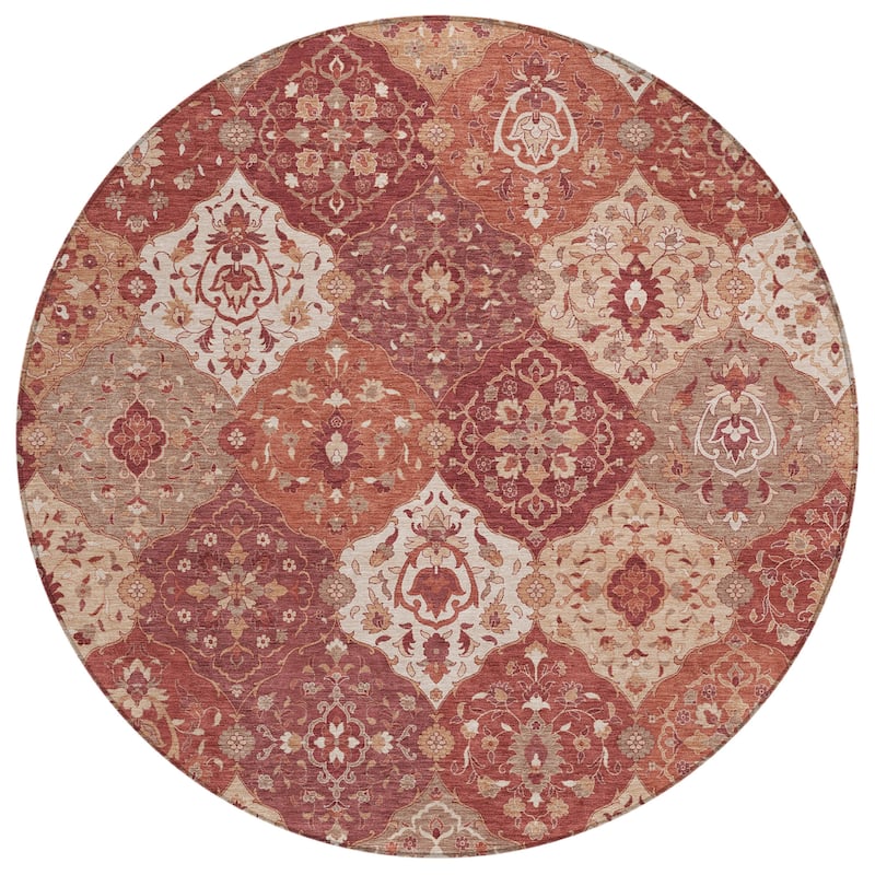Machine Washable Indoor/ Outdoor Traditional Panel Chantille Rug