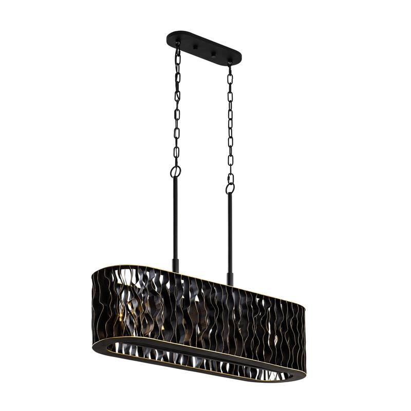 Varaluz Estela Linear Pendant - Matte Black/French Gold - 36"W
