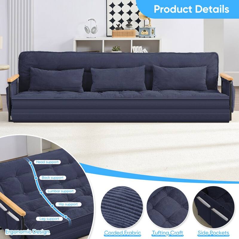 Mixoy Muti-Functional Folding Floor Sofa Bed,3-Seater,2-Seater,1-Seater Lazy Futon Sofa with 6 Position Adjustable Backrest