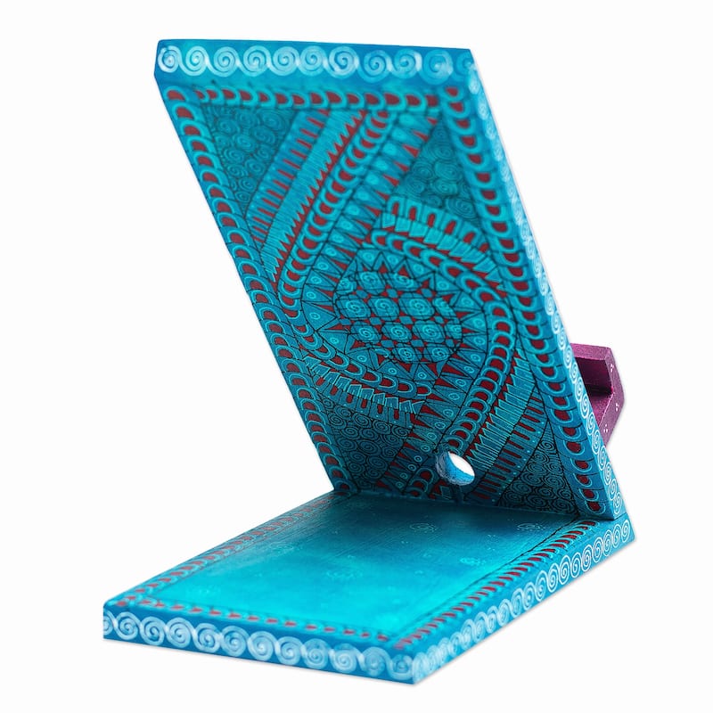 Novica Handmade Hello Oaxaca Wood Phone Holder