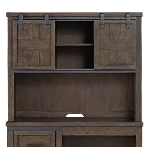 Thornwood Hills Rock Beaten Gray with Saw Cuts Double Barn Door Hutch