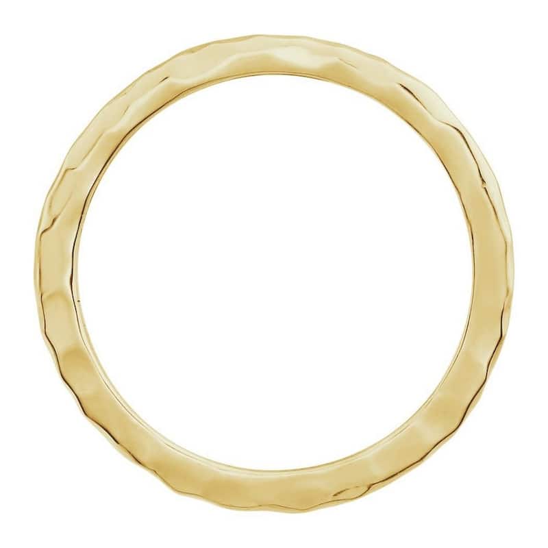 Curata 14k Yellow Gold 1.8mm Polished Hammered Stackable Ring