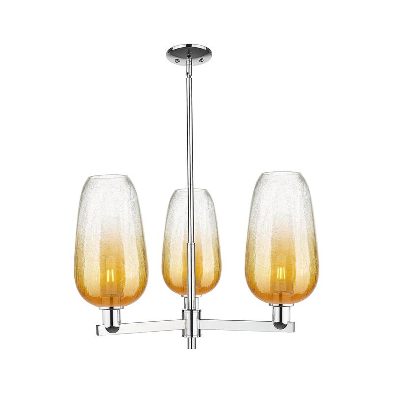 Innovations Lighting Downtown Urban - Brookhaven Flute - 3 Light 18" Stem Hung Chandelier - Polished Chrome/Amber